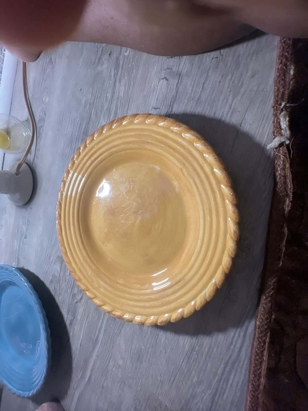 Artimino Tuscan Countryside Yellow Stoneware Charger Plate Twisted Rope Rim
